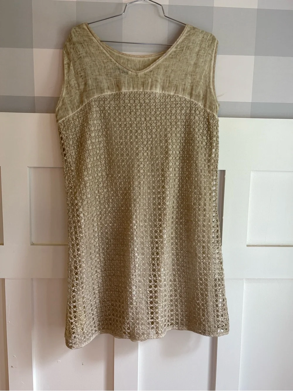 Elisa Cavaletti Cream Crochet Sleeveless Mini Dress XL - Picture 5 of 10